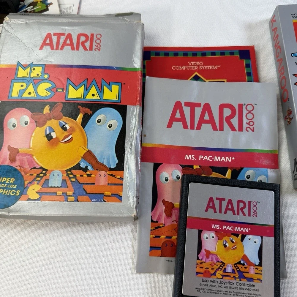 Atari 2600 Games Lot 7 - Ms. Pac-man Dig Dug Centipede Phoenix Galaxian Kangaroo